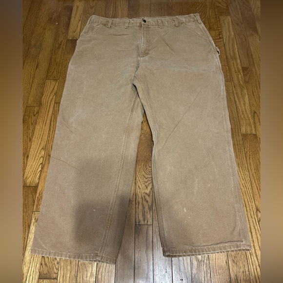 Vintage Carhartt Pants Mens 44x30 Brown Carpenter Workwear Made in USA 80s B11 - Picture 1 of 7